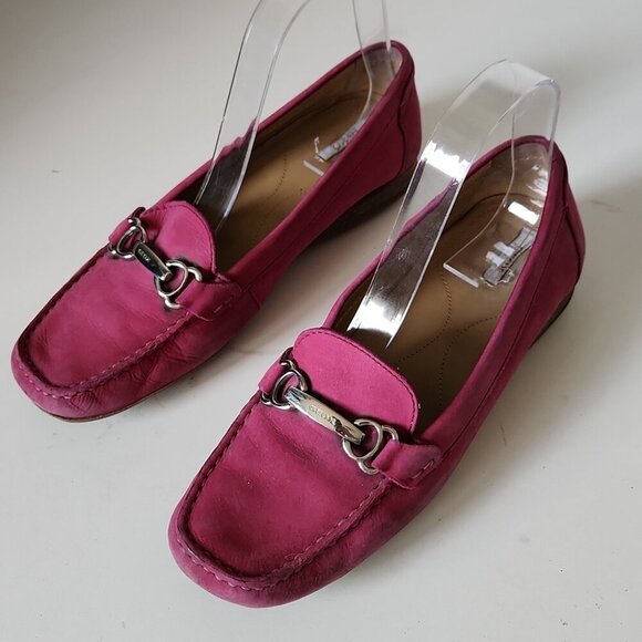 GEOX | Respira Fuchsia Pink Suede Loafers Sz 37 - Picture 2 of 7